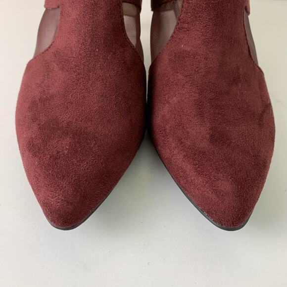 LifeStride Size 8W Annette Pointed Toe Kitten Heel Shooties Burgundy Faux Suede - Picture 5 of 15